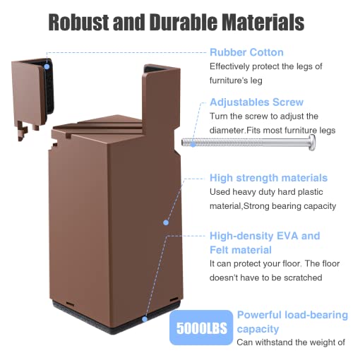 Adjustable Bed Risers 4 Inch Heavy Duty Furniture Risers with Screw Clamp