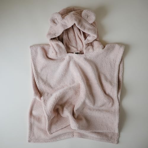Organic Cotton Toddler Poncho Towel with Hood - Blush, Ages 1-3