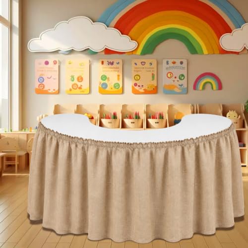 Rustic Ruffled Burlap Table Skirt, 14ft Vintage Tablecloth for Parties