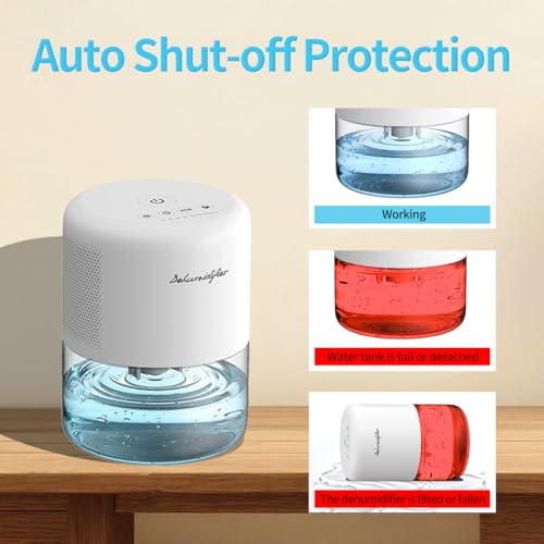 Small Portable Dehumidifier for Home with 44oz Tank and Auto Shut-off