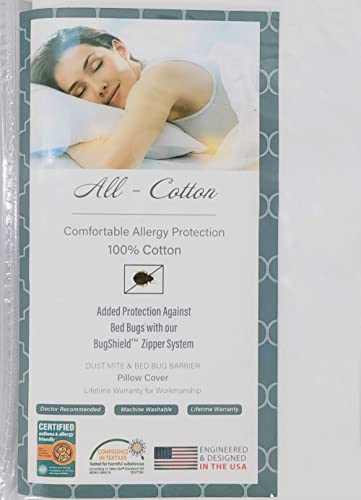 Toddler Travel Pillow Protector, 100% Cotton 300TC Zippered Case