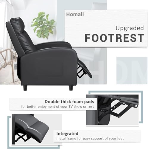 Adjustable PU Leather Recliner Chair with Lumbar Support for Living Room