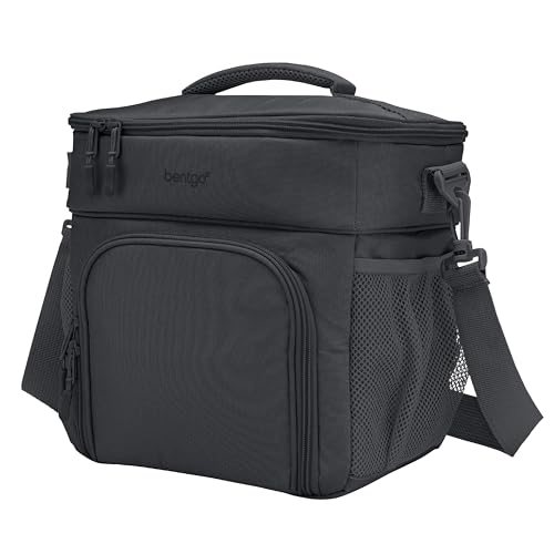 Bentgo Prep Deluxe Insulated Multimeal Bag - Lunch Box Bag, Holds 5 Meals, Premium Insulation up to 8 Hrs, Durable, Water-Resistant - Large Capacity For Adult Meal Prep (Dark Gray)