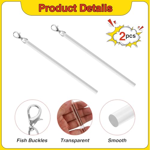 30-Inch Clear Acrylic Curtain Pull Wand - Heavy Duty Curtain Rod Opener (2pcs)