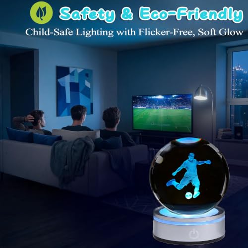 3D Soccer Night Light, Crystal Ball RGB Lamp with Remote and Timer