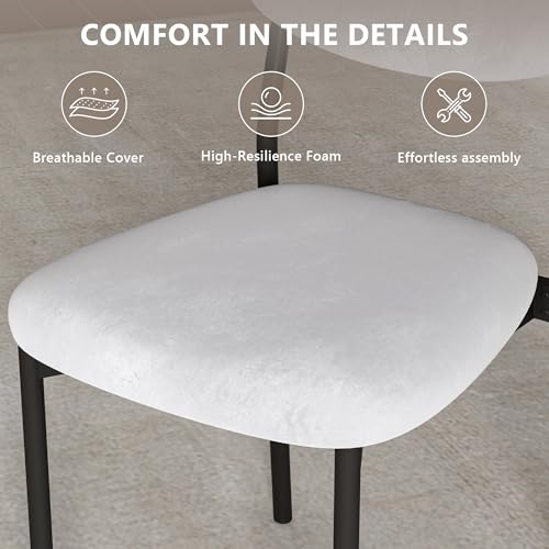 Set of 4 Modern Velvet Dining Chairs, Stackable Kitchen Chairs with Metal Legs
