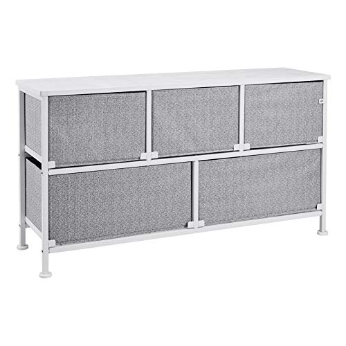 Extra Wide Fabric 5-Drawer Storage Organizer Unit for Bedroom Closet