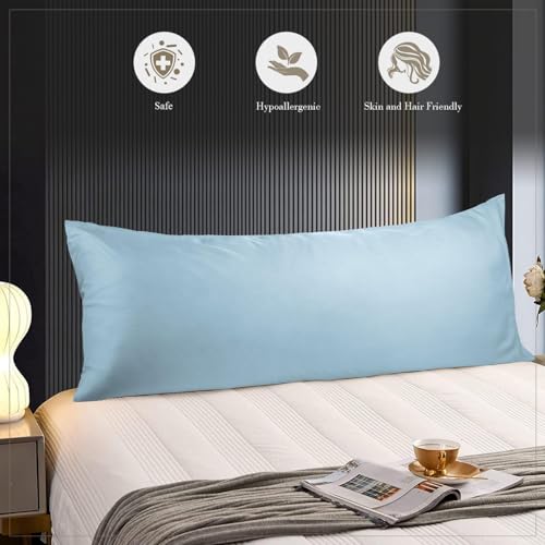 Light Blue Body Pillow Case 20x54 - Keep Cool & Dry