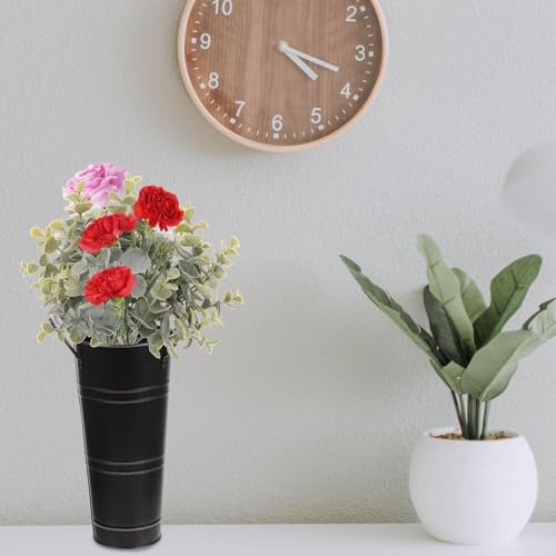 Black Rustic Metal Umbrella Stand Holder - Freestanding Floor Vase for Canes & Sticks
