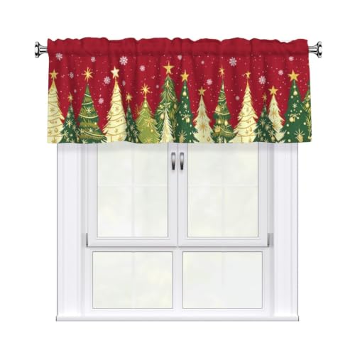 Xmas Tree Valance for Windows 54x18 Inch - Pack of 1, Farmhouse Christmas Decor