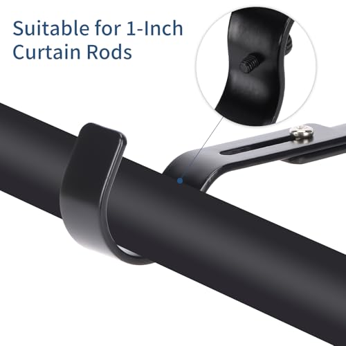 Adjustable Curtain Rod Brackets - Heavy Duty Iron Wall Hooks for 1 Inch Rods