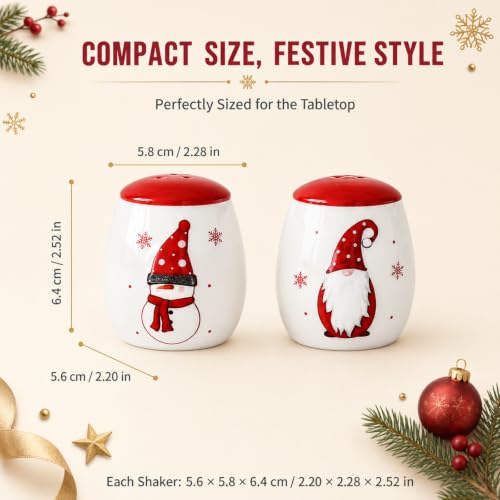 LunarFiery Christmas Salt and Pepper Shaker Set Ceramic Farmhouse Decor