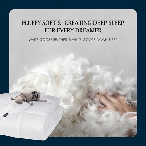 Serta Goose Feather & Down Fiber Queen Comforter - All Season Duvet Insert