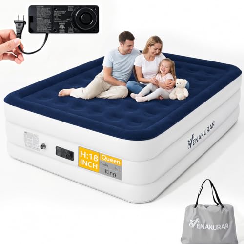 Queen Air Mattress with Built-in Pump | 18" Inflatable Bed
