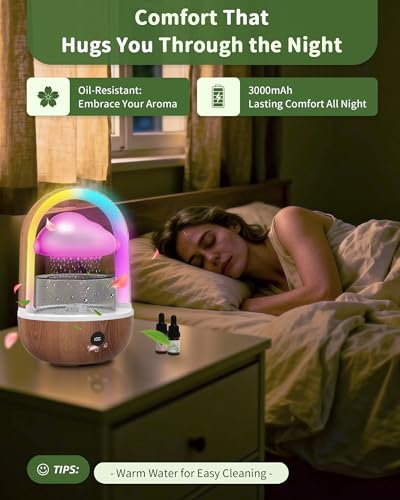 Indoor Rain Cloud Tabletop Water Fountain with Color-Changing LED Lights