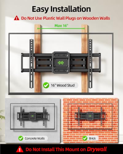 Full Motion TV Wall Mount Bracket for 42-82 Inch TVs - Swivel & Tilt