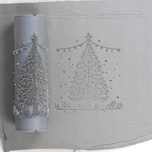 HAVITA 2 Inch Christmas Tree Clay Texture Roller for Polymer Clay Crafting