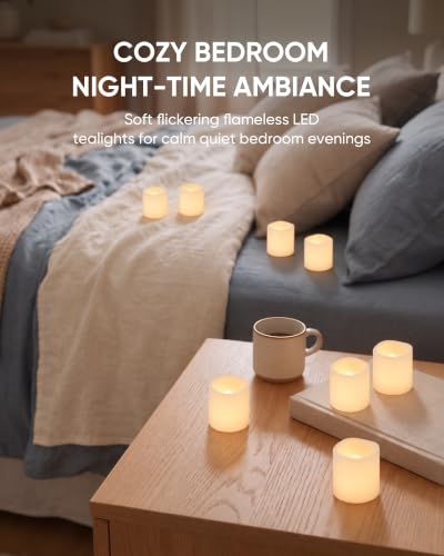 Homemory 100-Pack White Flameless Votive Tealights with Warm White Flicker