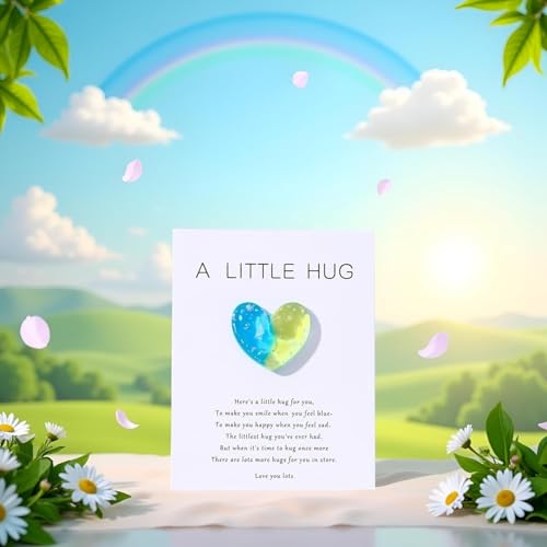 Heart Pocket Hug Tokens with Greeting Cards - Inspirational Gift for Women, Kids, Family, Christmas & Birthday