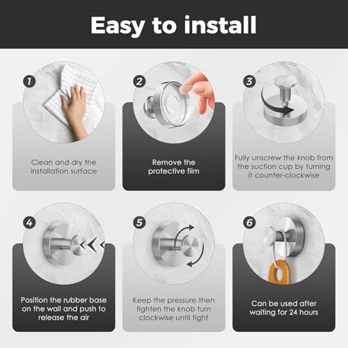 Heavy Duty Suction Cup Hooks for Shower, 4-Pack Stainless Steel Towel Hooks