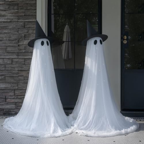5 Ft Light Up Ghost Outdoor Halloween Decorations with Remote - 2 Pack