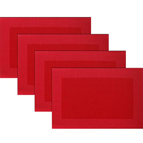 Washable PVC Vinyl Placemats - Heat-Resistant Dining Table Mats, Set of 4