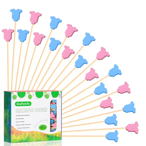 Crafterlife 100Pcs Baby Gender Reveal Cocktail Picks - Boy or Girl Theme Decor for Parties