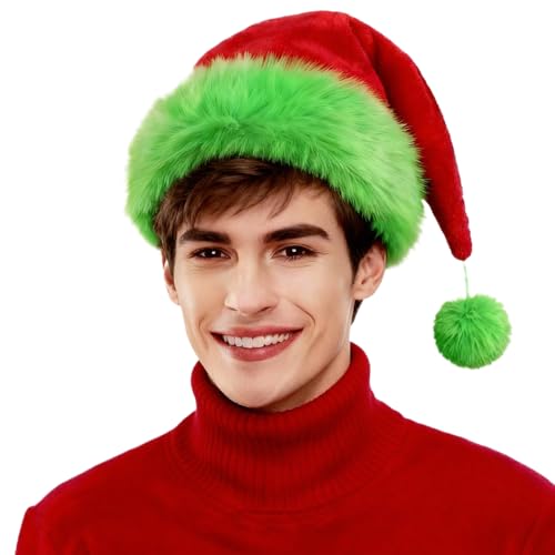 Unisex Velvet Santa Hat for Adults Christmas Party Holiday Accessory
