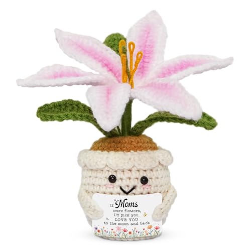 Handmade Crochet Lily Flower Gift for Mom - Emotional Support Desk Decor