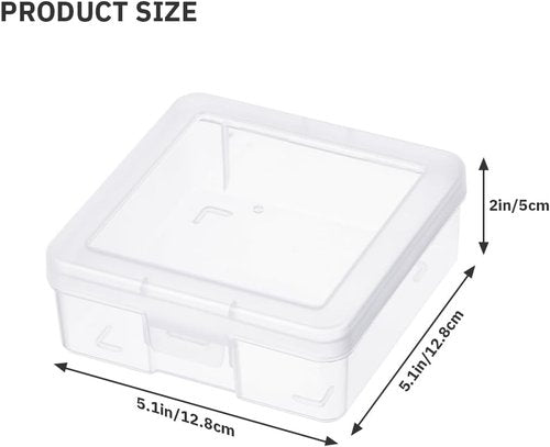 18 Pack Storage Containers - Clear Plastic Boxes with Latching Lid | Small 5” x 5” x 1.9” for Office & Beauty