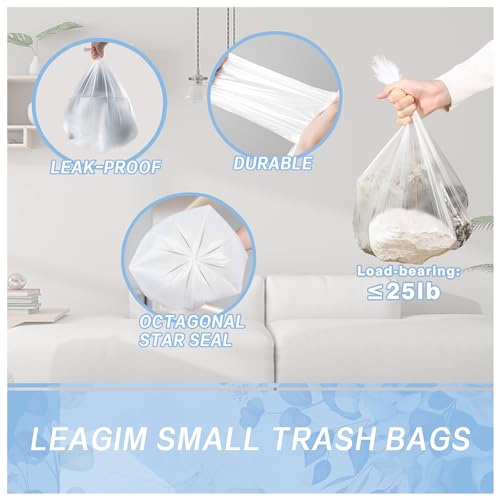 4 Gallon Small Trash Bags - 108 Count Clear Unscented Garbage Can Liners