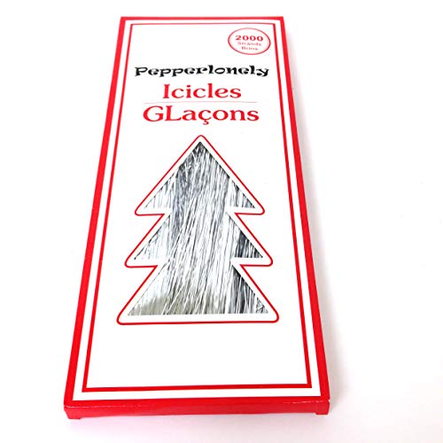 Silver Icicle Tinsel Strands for Christmas Tree Decor (18 in, 2000 Count)