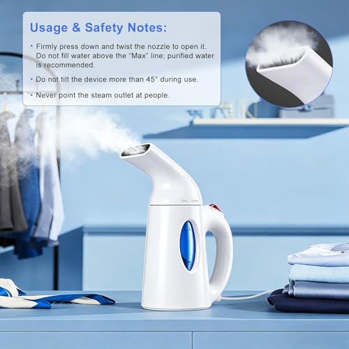 Handheld Clothes Steamer, Portable Travel Garment Steamer for All Fabrics