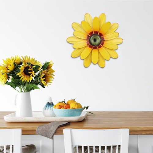 11-Inch Metal Sunflower Wall Art, 3D Hanging Flower Decor for Indoor Outdoor