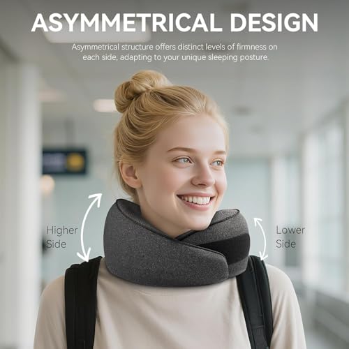 Memory Foam Travel Neck Pillow with 360° Support - Pigeon Grey