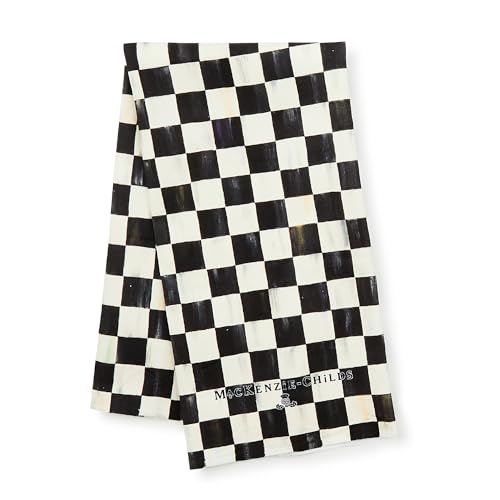Black and White Checkered Cotton Kitchen Dish Towel, 18" x 26"