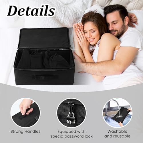 Lockable Storage Box with Combination Lock - 15x9.9x5.1 Inch Black Organizer