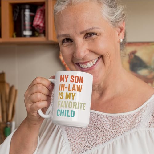 FluffStyle 15 Oz Funny Son-in-Law Mug - My Favorite Child Coffee Cup Gift from In-Laws