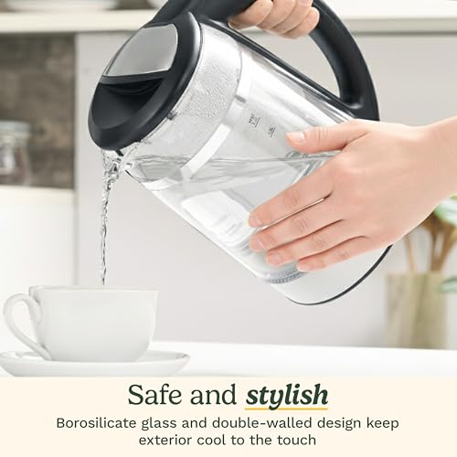 1.7L Glass Electric Kettle with Variable Temperature Touchscreen Control