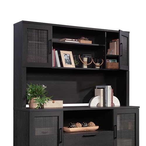 Sauder Tiffin Line Office Hutch in Raven Oak - Adjustable Storage for Desks