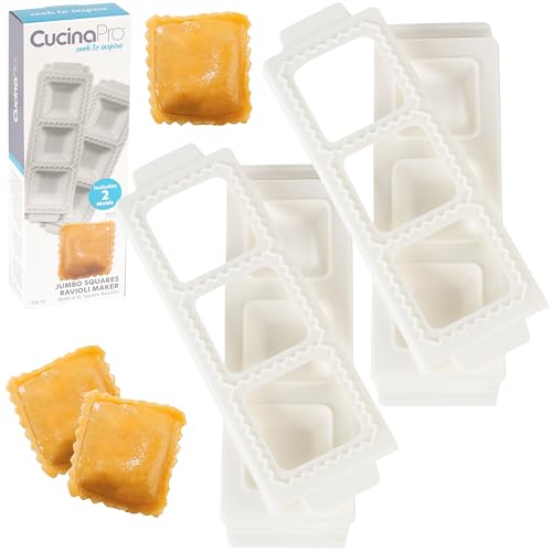 CucinaPro Square Jumbo Ravioli Molds - 2 Pack Homemade Pasta Maker, XL 2.25 Inch
