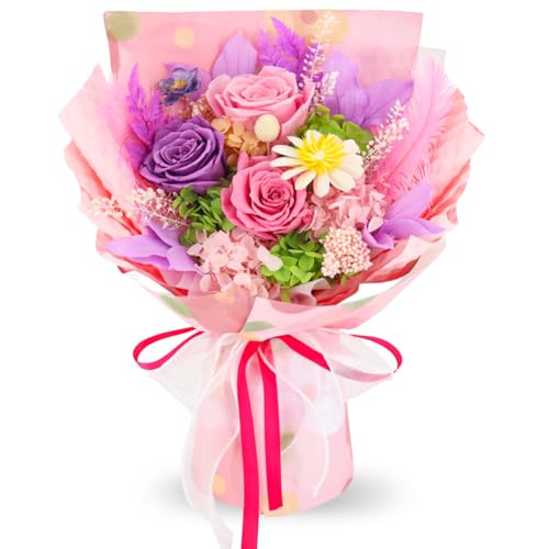 Preserved Pink Rose Bouquet in Gift Box - Long-Lasting Forever Flowers