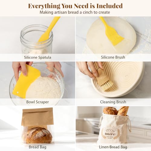 Complete Sourdough Starter Kit with Rattan Banneton Proofing Baskets