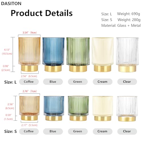 DASITON Clear Glass Makeup Brush Holder Organizer Vintage Striped Vase L