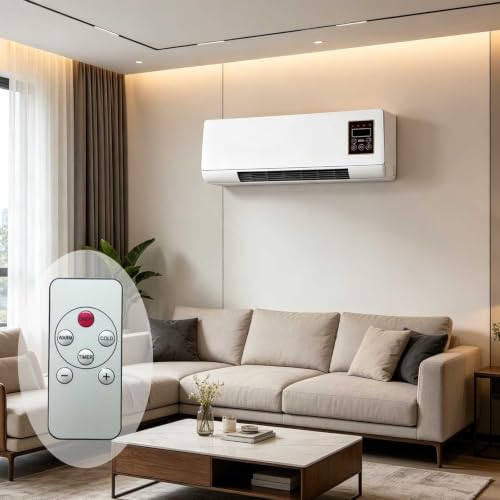 2-in-1 Wall Mounted Space Heater and Fan with Remote Timer