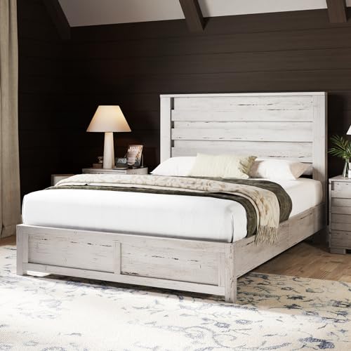 2-Piece Farmhouse Bedroom Set: Full Bed Frame and 6-Drawer Dresser