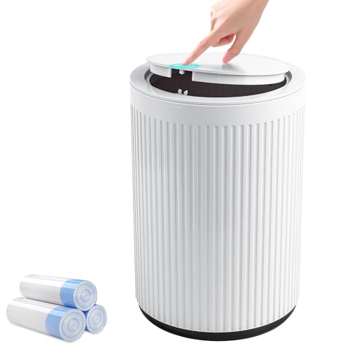 Small Bathroom Trash Can with Lid 2.1 Gallon Plastic Wastebasket