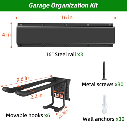 48-Inch Garage Tool Organizer Wall Mount Rack with 360 LBS Capacity