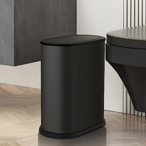 Stainless Steel Slim Bathroom Trash Can 1.8 Gallon with Pop-Up Lid