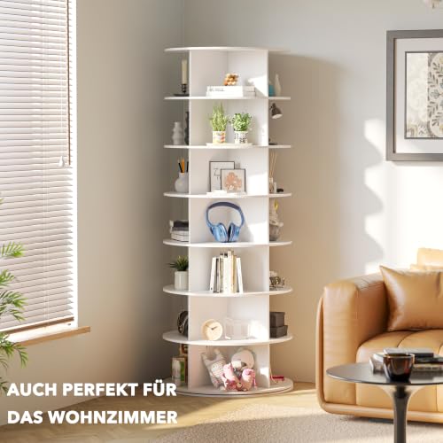 7-Tier Rotating Shoe Rack Tower Spinning Round Carousel Organizer White